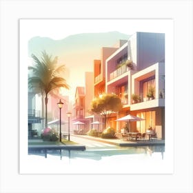 Watercolor Cityscape 2 Art Print