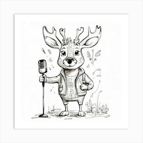 Deer With Microphone 4 Art Print