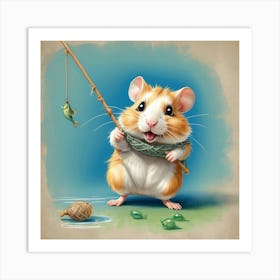 Hamster Fishing 9 Art Print