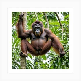 Orangutan Hanging In Tree 1 Art Print