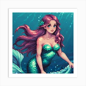 Pixel Mermaid 2 Art Print
