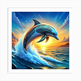 Dolphin Jumping In The Ocean Art Print