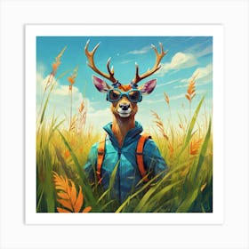 Deer In The Grass 2 Art Print