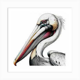 Pelican Head - Abstract Line Art Illustration 25 Art Print