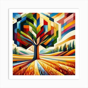 Abstract modernist Oak tree 2 Art Print