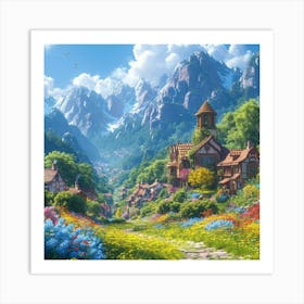 Village In The Mountains 2 Art Print