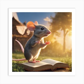 Mouse On A Book Art Print