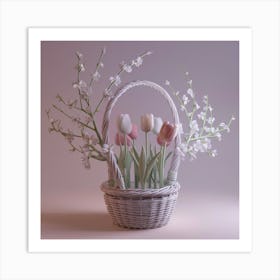 Tulips In A Basket 4 Art Print