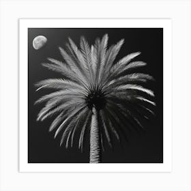 Moonlight Over Palm Tree Art Print