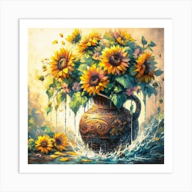 Sunflowers In Water Art Print