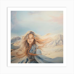 Girl In The Desert Art Print