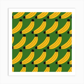 Mid Century Bananas Square Art Print