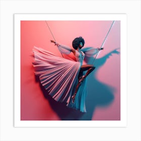 Afro-American Woman On Swings Art Print