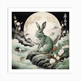 Rabbit In The Moonlight Art Print