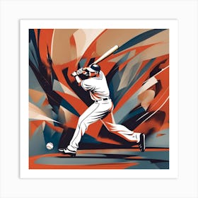 Baseball Player Swinging Art Print