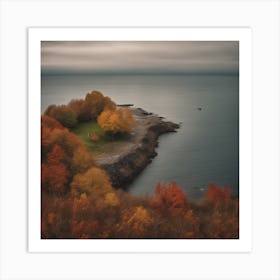 Autumn Trees On The Shore 1 Art Print