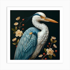 Lena1987 A Watercolor Illustration Of A Heron With Flowers In 02aedb86 486d 44fb 9ead E422d7ff79aa 1 Art Print