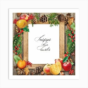 Calligraphy Style Script Rendering Of A Christmas Themed Message Set Within An Ornate Wooden Frame (3) Art Print