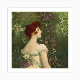 Lady In A Garden Art Print