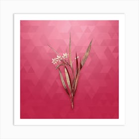 Vintage White Baboon Root Botanical in Gold on Viva Magenta Art Print