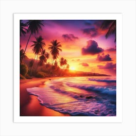 Sunset On The Beach 3 Art Print