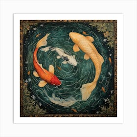 Koi Fish Ancient Tapestry 1 Art Print