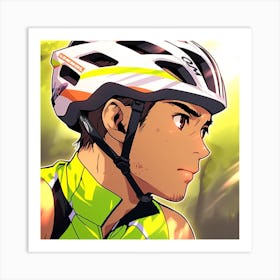 Cyclist Wearing A Helmet Art Print