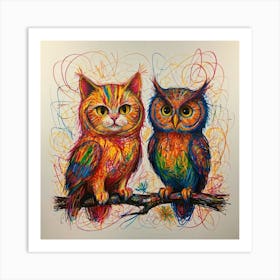 Owls art Art Print