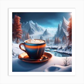 Coffee Cup In The Snow Art Print