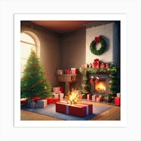 Christmas Tree In The Living Room 50 Art Print