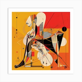 Abstract Woman Sitting On A Chair Art Print