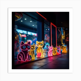 Neon Cats Art Print