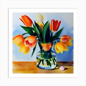 Tulips In A Vase Art Print