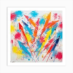 Chalk And Crayon Doodle Arrows Scribbling Across A Playful Canvas Mixing Vibrant Hues And Stark Wh (1) Art Print