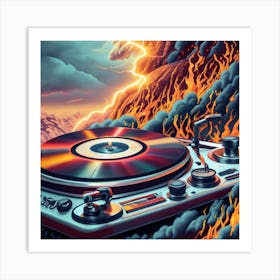 Turntable In Flames Art Print