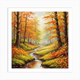 Forest In Autumn In Minimalist Style Square Composition 315 Art Print