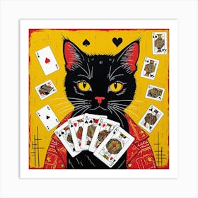 Playing Cards Cat 5 Art Print