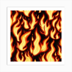 Flames On Black Background 8 Art Print