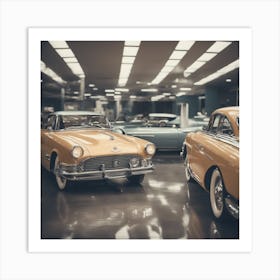 Vintage Cars In A Showroom 2 Art Print