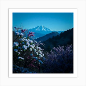 Beautiful mountain and flowers Art Print