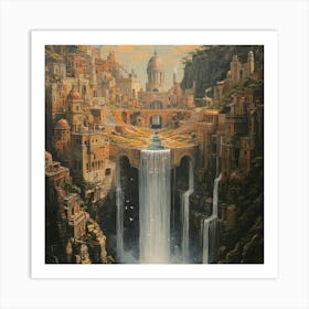 Waterfall In A City Art Art Print