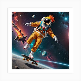 Space Skateboarder Art Print