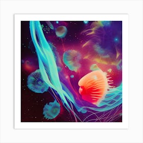 Jellyfish In Space Art Print