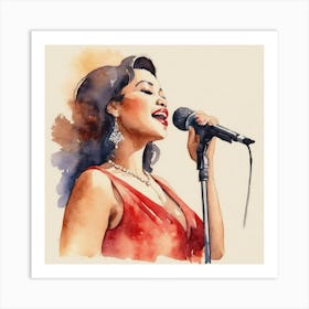 Watercolor Illustration Of A Woman Singing Art Print