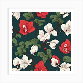 Flowers, Vector art 4 Art Print