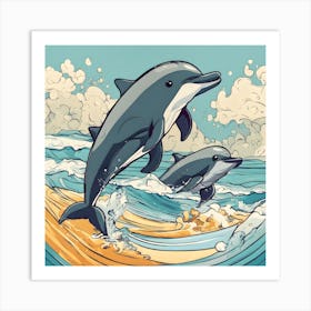 Dolphins In The Ocean Art Print