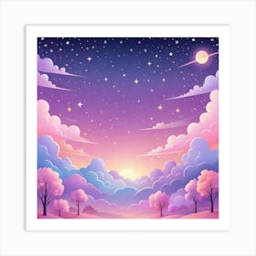 Sky With Twinkling Stars In Pastel Colors Square Composition 149 Art Print