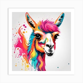 Colorful Funky Llama Art Print