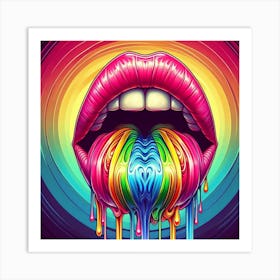 Psychedelic Lips Art Print