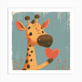 Giraffe Holding Heart Art Print